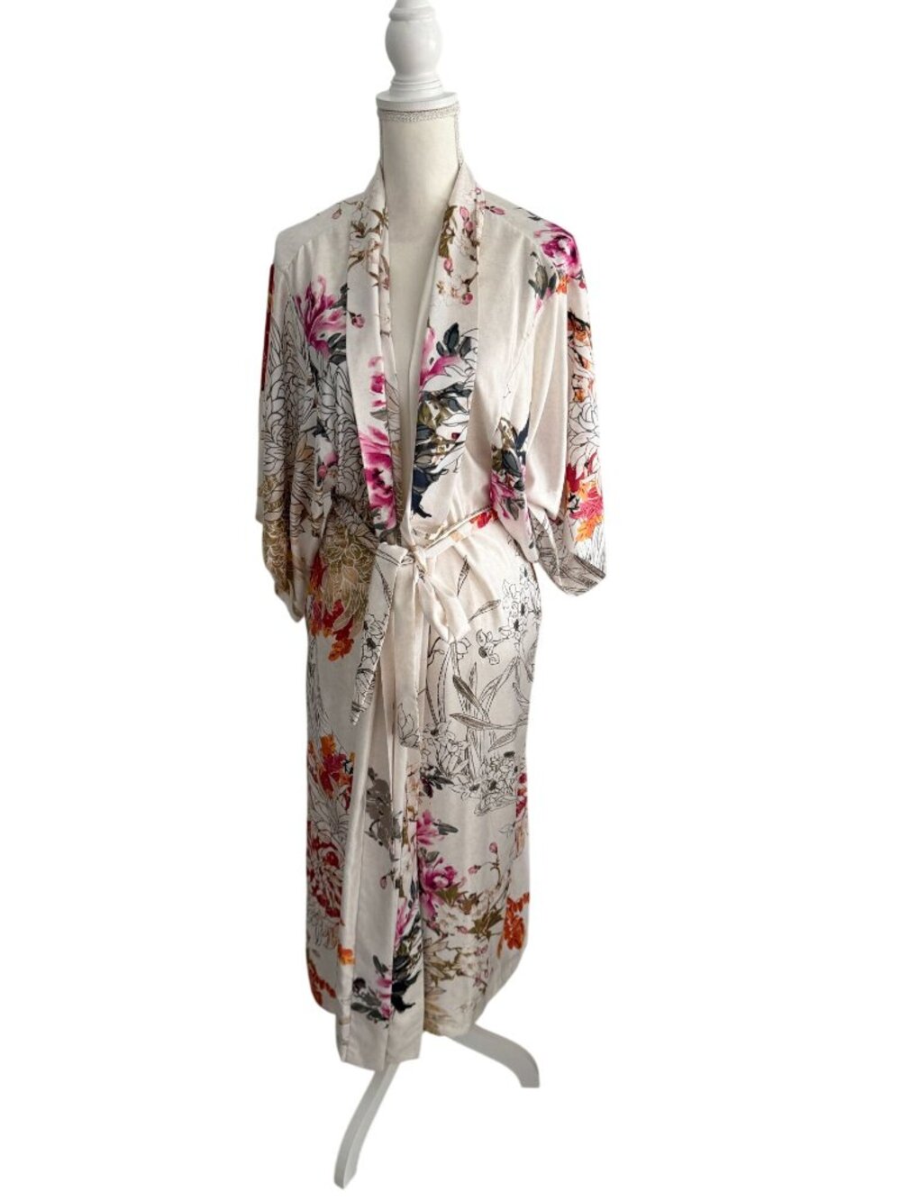 NATORI Floral Slip Belted Robe Size Small - Picture 3 of 8